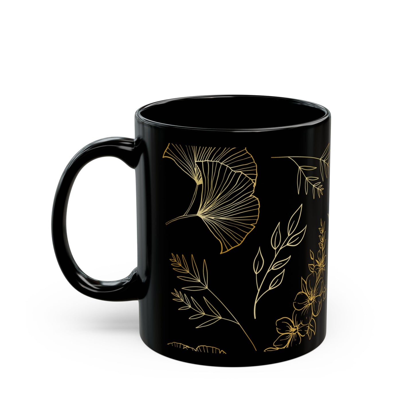 Fabulous Foliage Black Ceramic Mug (11oz, 15oz)