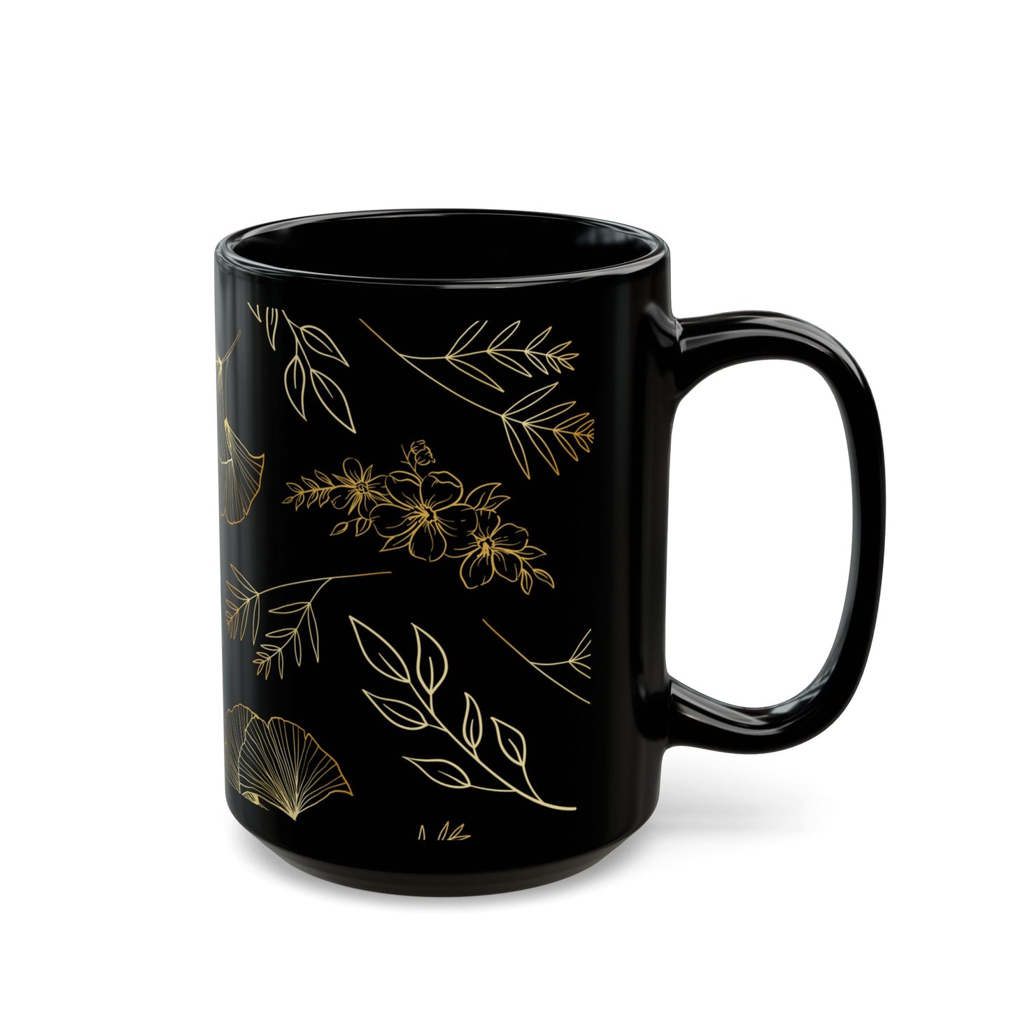 Fabulous Foliage Black Ceramic Mug (11oz, 15oz)