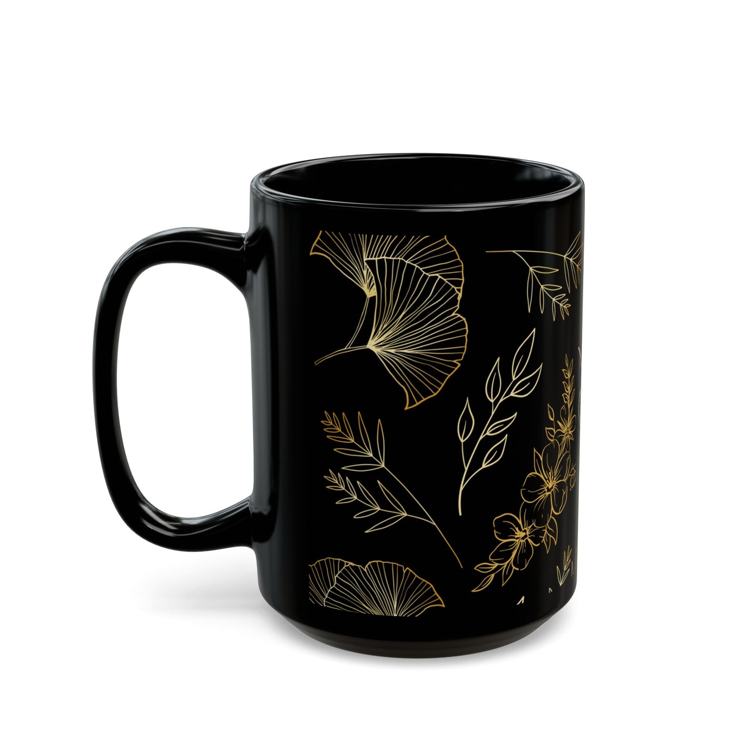 Fabulous Foliage Black Ceramic Mug (11oz, 15oz)