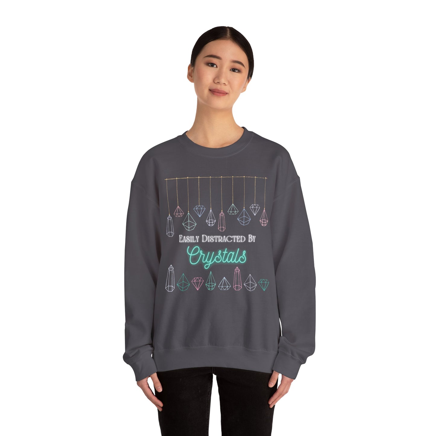 Distracted by Crystals Unisex Heavy Blend™ Crewneck Sweatshirt