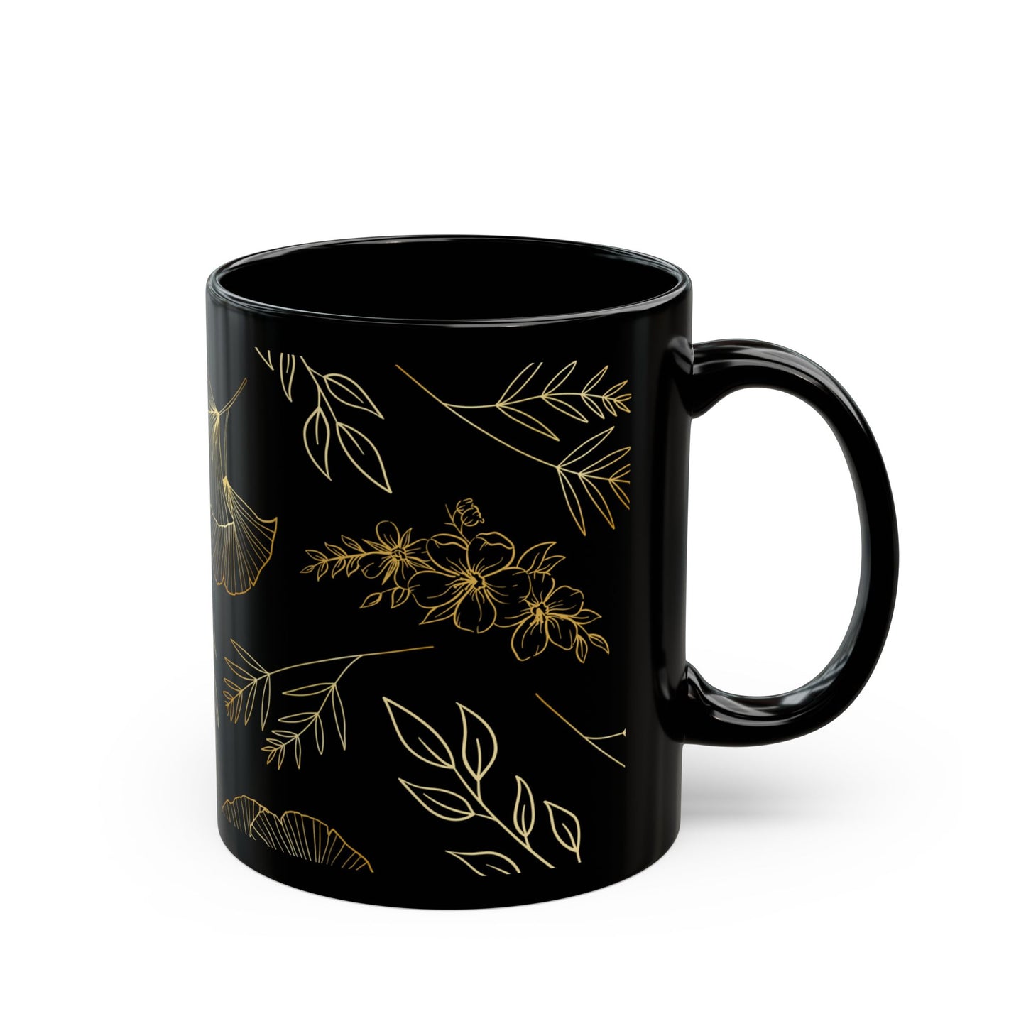 Fabulous Foliage Black Ceramic Mug (11oz, 15oz)