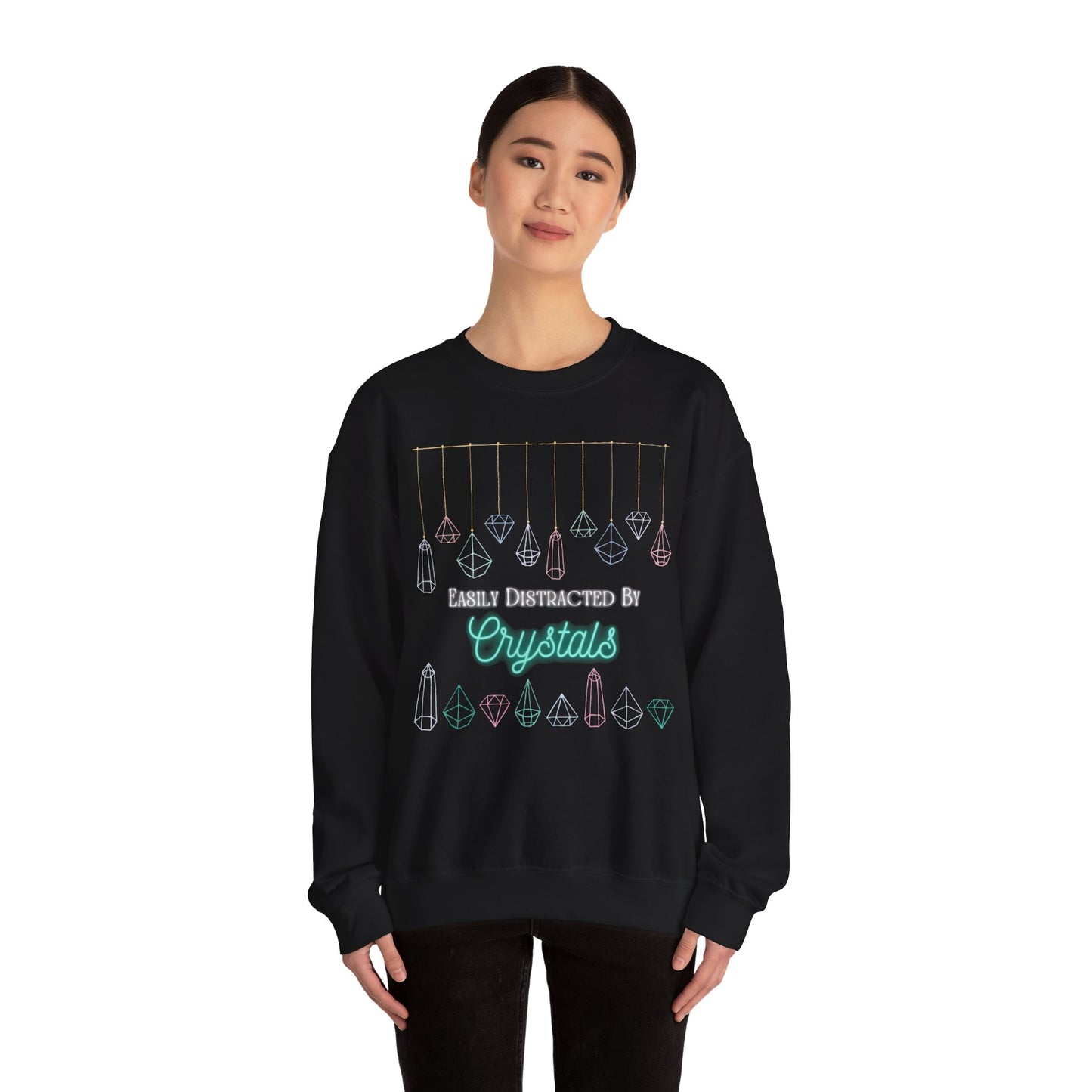 Distracted by Crystals Unisex Heavy Blend™ Crewneck Sweatshirt